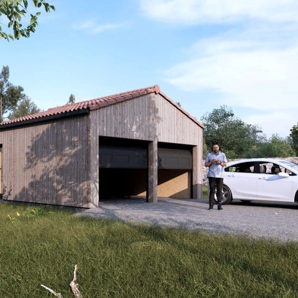 Garage double véhicule en kit bois