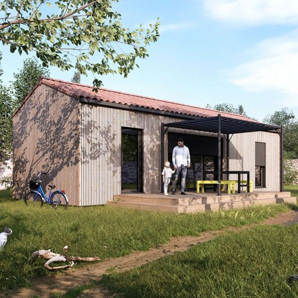 Petite maison bois 50m2 en kit vue principale
